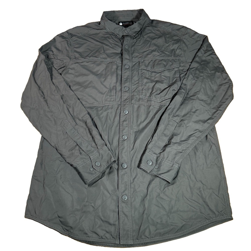 Alaskan HardGear Shirt Men's L Tall Gray AKHG Tongass L/S Button Wicking Nylon